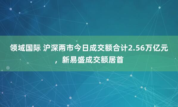 领域国际 沪深两市今日成交额合计2.56万亿元，新易盛成交额居首